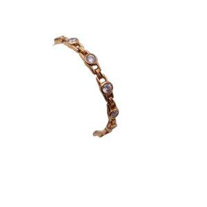 PAJ Sterling Silver 925 Cz Gold Tone Chain Link Tennis Bracelet with Crystal